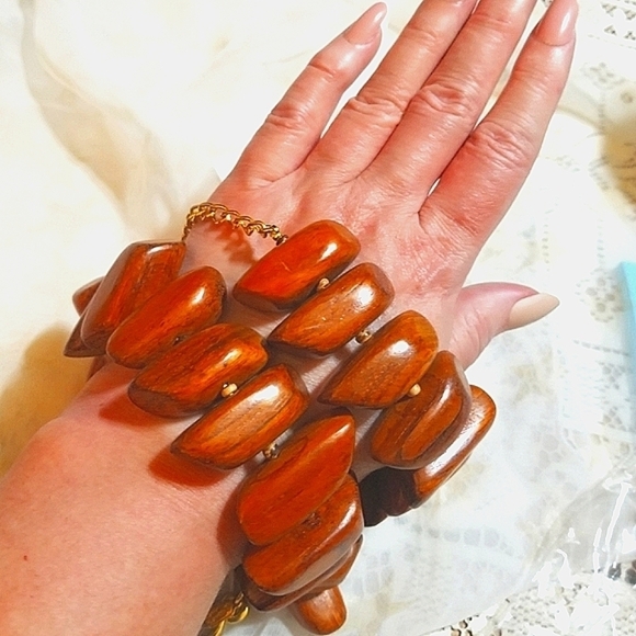 VTG Kenneth Lane 1970s wooden necklace - Picture 7 of 7